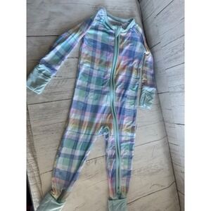 Little Sleepies Plaid Rainbow Footie Pajamas 6-12 Months